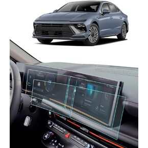 For 2025 Hyundai Sonata Screen Protector -(4PCS)2024 2025 Sonata (SEL/N Line/SEL Hybrid/Limited Hybrid) Accessories HD Nano Film 12.3Inch Navigation + 12.3Inch Dashboard Touchscreen Cover Anti-Scratch