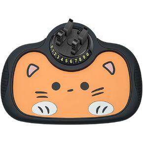 Cute Cat Dashboard Phone Holder – Anti-Slip Mat with Parking Number Plate, 360° Rotating Car Phone Mount for Women, Girls, and Cat Lovers