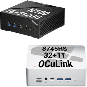 AMD Mini PC مع طراز Oculink A8 (White ، Ryzen7 8745HS CPU ، 4.9 جيجا هرتز ، ذاكرة الوصول العشوائي 32GB ، 1 تيرابايت SSD) و 64 جيجابايت مزدوجة 2-في 1 نوع C & USB