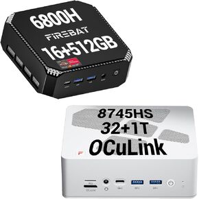 AMD Mini PC مع طراز Oculink A8 (White ، Ryzen7 8745HS CPU ، 4.9 جيجا هرتز ، ذاكرة الوصول العشوائي 32GB ، 1 تيرابايت SSD) ونموذج A6 (أسود ، AMD RYZEN7 6800H CPU ، 4.7GHz ، 16GB RAM ، 512GB SSD)