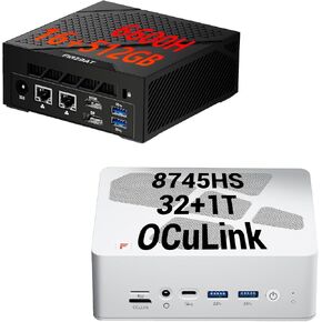 AMD Mini PC مع طراز Oculink A8 (White ، Ryzen7 8745HS CPU ، 4.9GHz ، 32GB RAM ، 1TB SSD) ونموذج AM02 (أسود ، AMD RYZEN5 6600H CPU ، 4.5GHz ، 16GB RAM ، 512GB SSD)