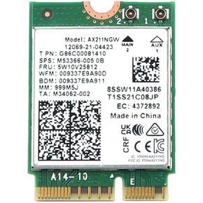 Intel AX211NGW Wi-Fi 6E Laptop Mobile Wireless Card: Tri-Band (2.4/5/6GHz), 2.4Gbps max Speed, Bluetooth 5.3, M.2 2230 CNVio2, MU-MIMO, OFDMA, Miracast. Support for Windows, Linux and Chrome.