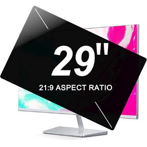 29 Inch Computer Privacy Screen Filter - Width: 26.38 Inch X Heigth: 11.02 Inch - Removable - Anti-Spy Computer Monitor Privacy Filter - Anti Glare - Anti Blue Light Eye Protection Film