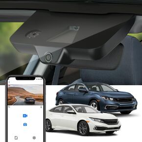 Fitcamx Front 4K+Rear 1080P Dash Cam Adapts for Honda Civic 2016-2021 (Has 8 Vents, HD2-0323) & Insight 2019-2022, OEM Look, Dual HD Video, Built-in WiFi & APP, Loop Recording, G-Sensor, 128GB Card