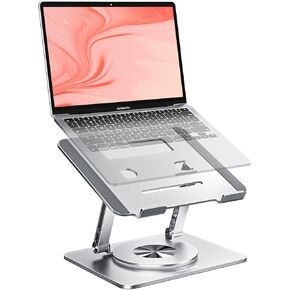 360° Swivel Laptop Stand - 2.5mm Heavy-Duty Aerospace Aluminum, Adjustable Height & Angle, Sturdy Yet Lightweight，Ergonomic Desk Mount for 10-17" MacBook/Dell/HP,Silver