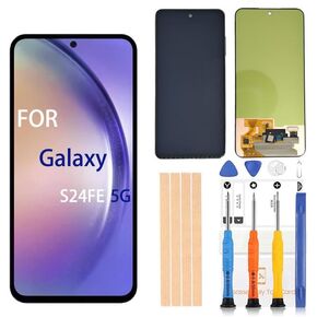 Original 6.7 inch Amoled LCD Digitizer for Samsung Galaxy S24FE 5G Screen Replacement SM-S721U1, AS721E, AS721B/DS Touch Display, Full HD Digitizer Assembl (with Frame Black US Version)