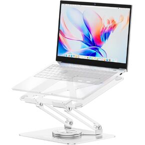 Urmust Height Adjustable Laptop Stand for Desk with 360°Rotating Base, Foldable & Portable Laptop Riser, Computer Accessories for Collaborative Work, Compatible with MacBook Pro, All Laptops 10-17"