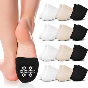 Jinny's Shoppe 12 Pairs of Toe Topper Liner No Show Invisible Non-Skid Half Seamless Mule Socks for Women (Neutral Tone)