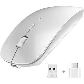 New [Upgraded] Slim Wireless Mouse, 2.4G Silent Laptop Mouse with Nano Receiver, Ergonomic Wireless Mouse for Laptop, Portable Mobile Optical Mice for Laptop, PC, Computer, for Notebook Mac (Silver)
