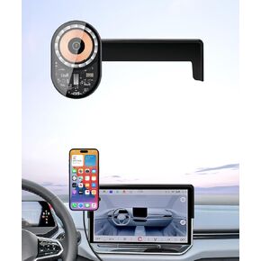 شحن لاسلكي حامل هاتف سيارة لـ Volkswagen ID.4 2024 2025 / VW ID.BUZZ 2025 ملحقات 12.9 بوصة مقطع ثابت ، 360 درجة مدونة هاتف مكونة مع Magsafe