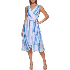 DKNY Women's Sleeveless Faux Wrap Dress, Ivory, 8 in Saudi Arabia