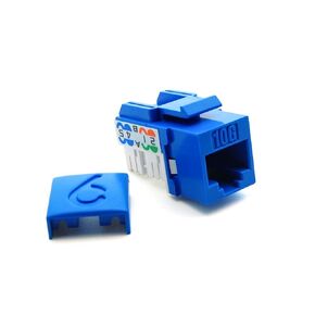 InstallerParts Cat.6A RJ45 110 Type Keystone Jack,90-Degree, 10-Pack,Blue