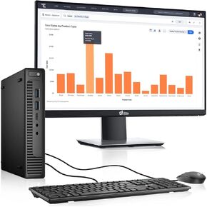 BTO HP EliteDesk 800 G2 Mini Desktop Computer PC, Intel Core i5-6500T, 16GB DDR4 Ram, 512GB NVMe M.2 SSD, New 24 inch Monitor, Built-in WiFi, Wireless Keyboard & Mouse, Windows 11 Pro (Renewed)