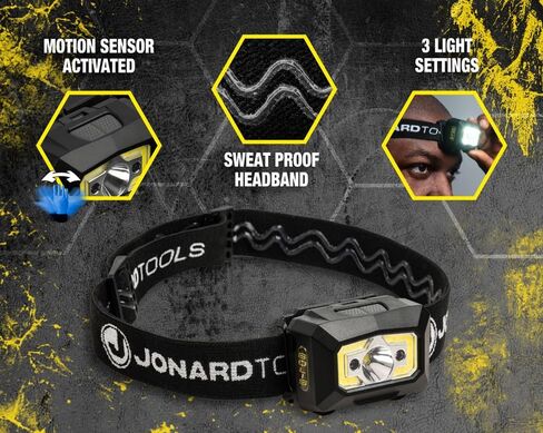 Jonard Tools Solis Sol-H2 Ultra Bright 300 Lumen LED مصابيح أمامية مع حماية IP54 ومصباح مفصل ومستشعر للحركة in Kuwait