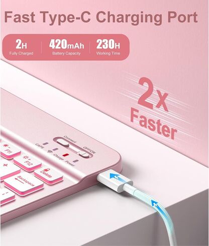 Gugxiom Protective Case with Keyboard for Pro 11 M4 2024, 7 Colors Backlit Wireless Magnetic Detachable Keyboard with Pencil Holder (Rosy) in Kuwait
