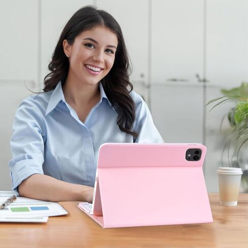 Gugxiom Protective Case with Keyboard for Pro 11 M4 2024, 7 Colors Backlit Wireless Magnetic Detachable Keyboard with Pencil Holder (Rosy) in Kuwait
