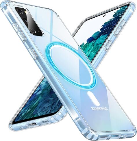 Hensinple Magnetic for Samsung Galaxy S20 Case,Galaxy S20 Case Compatible with Magsafe,Shockproof Rugged Military-Grade Protection Transparent Hard PC Back Cover Phone Case for Galaxy S20(Clear) in Saudi Arabia