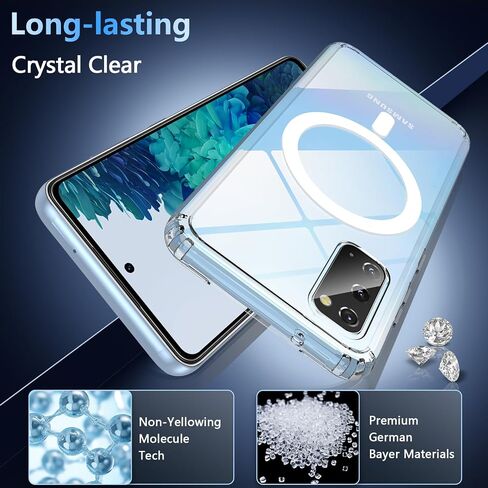 Hensinple Magnetic for Samsung Galaxy S20 Case,Galaxy S20 Case Compatible with Magsafe,Shockproof Rugged Military-Grade Protection Transparent Hard PC Back Cover Phone Case for Galaxy S20(Clear) in Saudi Arabia