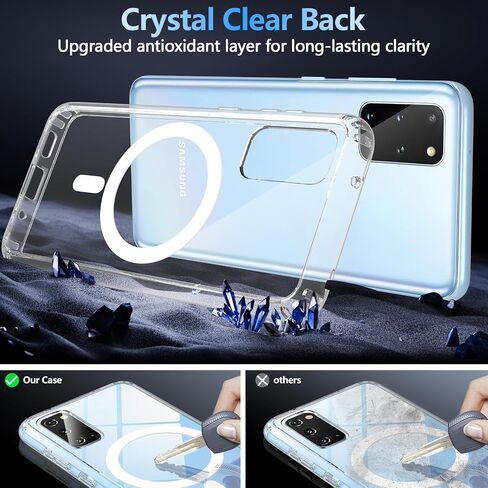 Hensinple Magnetic for Samsung Galaxy S20 Case,Galaxy S20 Case Compatible with Magsafe,Shockproof Rugged Military-Grade Protection Transparent Hard PC Back Cover Phone Case for Galaxy S20(Clear) in Saudi Arabia
