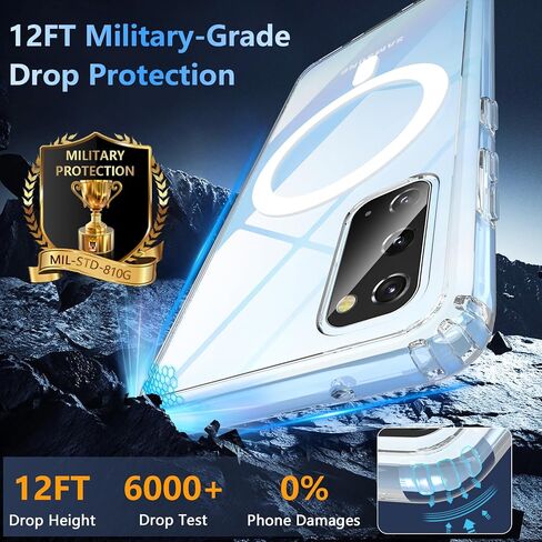 Hensinple Magnetic for Samsung Galaxy S20 Case,Galaxy S20 Case Compatible with Magsafe,Shockproof Rugged Military-Grade Protection Transparent Hard PC Back Cover Phone Case for Galaxy S20(Clear) in Saudi Arabia