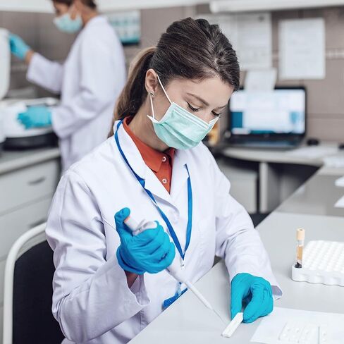 معطف مختبر احترافي من NY Threads للنساء (عبوة من 1) معطف طبي طويل من القطن والبوليستر بأكمام كاملة، X-Small، كحلي in Kuwait