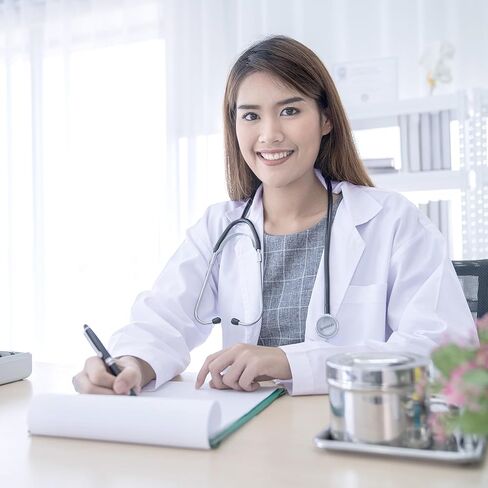 معطف مختبر احترافي من NY Threads للنساء (عبوة من 1) معطف طبي طويل من القطن والبوليستر بأكمام كاملة، X-Small، كحلي in Kuwait