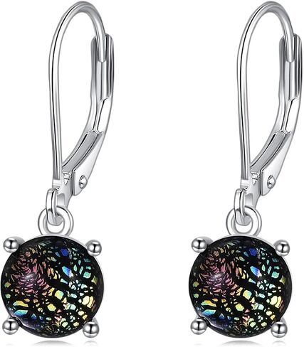 925 Sterling Silver Leverback Earrings Coloured Platinum Glass Jewelry for Women Girls Birthday Gifts in Saudi Arabia