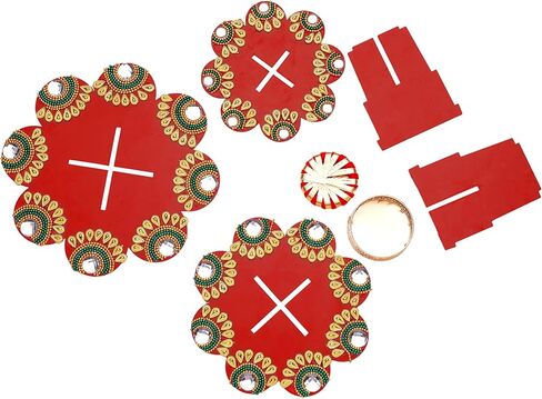 Colorful Floor Rangoli with Tea Light Candle Holder Stand Decorative Tealight T Light for Floor Decorations Lighting Accessories Home New Year Decor Size:- 7"(Without Wax) in Saudi Arabia