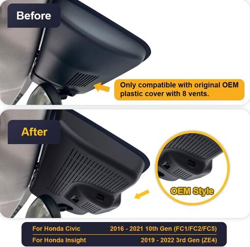 FITCAMX FRONT 4K+REAR 1080P DASH CAM تتكيف مع Honda Civic 2016-2021 (لديها 8 فتحات ، HD2-0323) و Insight 2019-2022 ، OEM Look in Kuwait