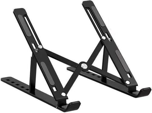 Laptop Stand Folding Heat Dissipation Aluminum Alloy Stand Portable Storage Lift Laptop Stand(Black) in Saudi Arabia