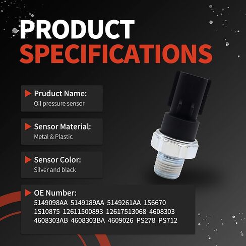 5149098AA Engine Oil Pressure Sensor Switch Sender Unit Compatible with Dodge Neon Nitro Jeep Chrysler Sebring Town & Country Plymouth Mini VW Eagle Replaces 4608303AB in Kuwait