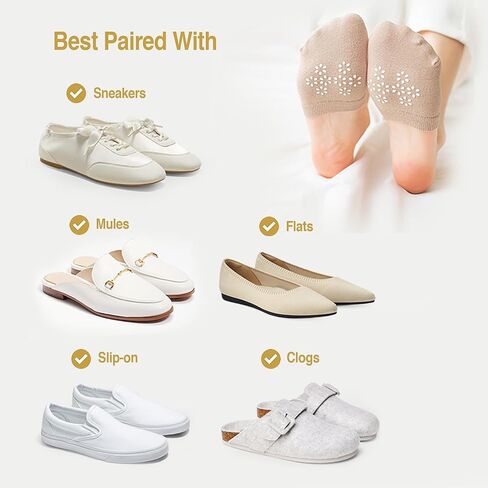 12 زوجًا من جوارب Jinny's Shoppe ذات بطانة علوية لأصابع القدم غير مرئية وغير قابلة للانزلاق نصف سلسة للنساء (لون محايد) in Kuwait