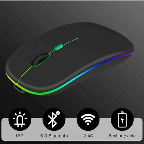 Urbanx 2.4Ghz و Bluetooth Mouse ، الماوس اللاسلكي القابل لإعادة الشحن لـ Google Pixel 7 متوافق أيضًا مع TV/LAPTOP/PC/MAC/IPAD PRO/الكمبيوتر/الكمبيوتر اللوحي - ONYX Black in Kuwait