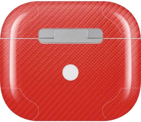 Skinit Decal Audio Skin Compatible with Apple AirPods (3rd Gen 2021) - Red Carbon Fiber Specialty Texture Material Design in Saudi Arabia