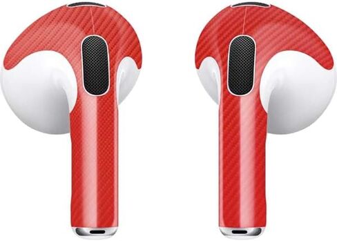 Skinit Decal Audio Skin Compatible with Apple AirPods (3rd Gen 2021) - Red Carbon Fiber Specialty Texture Material Design in Saudi Arabia