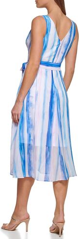 DKNY Women's Sleeveless Faux Wrap Dress, Ivory, 8 in Saudi Arabia