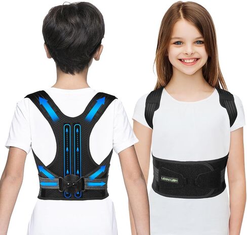 Lexniush Posture Corrector for Kids Teenagers, Updated Adjustable Upper Back Posture Brace for Boys/Girls, Breathable Back Support Braces for Scoliosis, Hunchback, Pain Relief, Spine Corrector, M in Kuwait