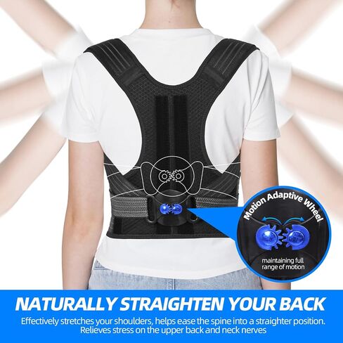 Lexniush Posture Corrector for Kids Teenagers, Updated Adjustable Upper Back Posture Brace for Boys/Girls, Breathable Back Support Braces for Scoliosis, Hunchback, Pain Relief, Spine Corrector, M in Kuwait