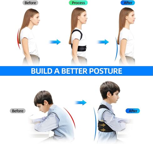Lexniush Posture Corrector for Kids Teenagers, Updated Adjustable Upper Back Posture Brace for Boys/Girls, Breathable Back Support Braces for Scoliosis, Hunchback, Pain Relief, Spine Corrector, M in Kuwait