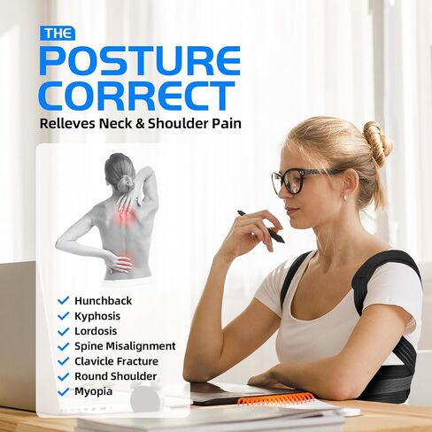Lexniush Posture Corrector for Kids Teenagers, Updated Adjustable Upper Back Posture Brace for Boys/Girls, Breathable Back Support Braces for Scoliosis, Hunchback, Pain Relief, Spine Corrector, M in Kuwait