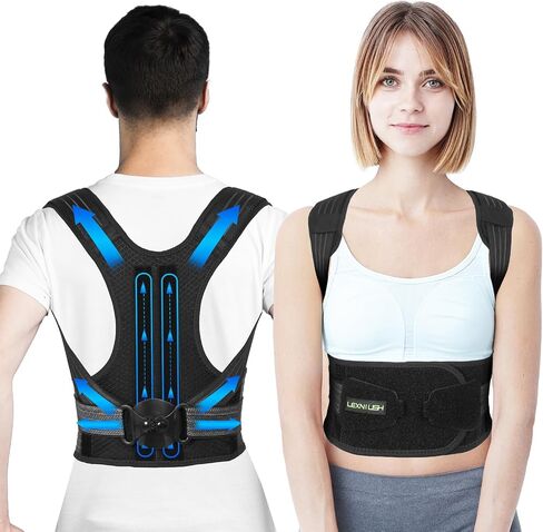 Lexniush Posture Corrector for Kids Teenagers, Updated Adjustable Upper Back Posture Brace for Boys/Girls, Breathable Back Support Braces for Scoliosis, Hunchback, Pain Relief, Spine Corrector, M in Kuwait