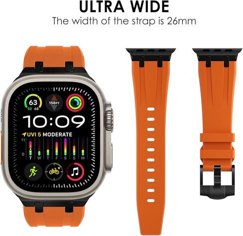 نطاقات Wingle AP الفاخرة لـ Apple Watch Band Ultra 2 Band Ultra 49mm 46mm 45mm 44mm 42mm Men Series 10 9 8 7 SE 6 5 4 ، Silicone Rubber Metal Adapter Plans for Iwatch 3 2 1 in Kuwait