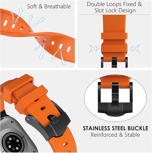 نطاقات Wingle AP الفاخرة لـ Apple Watch Band Ultra 2 Band Ultra 49mm 46mm 45mm 44mm 42mm Men Series 10 9 8 7 SE 6 5 4 ، Silicone Rubber Metal Adapter Plans for Iwatch 3 2 1 in Kuwait
