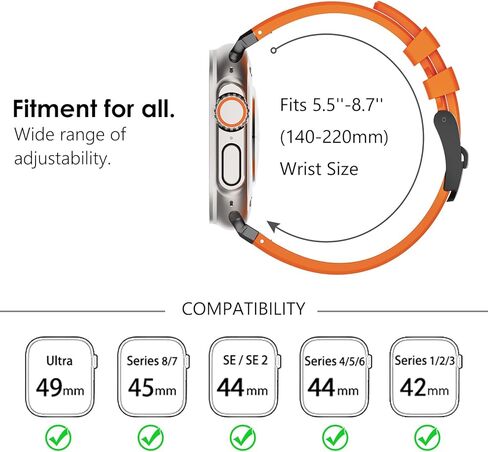 نطاقات Wingle AP الفاخرة لـ Apple Watch Band Ultra 2 Band Ultra 49mm 46mm 45mm 44mm 42mm Men Series 10 9 8 7 SE 6 5 4 ، Silicone Rubber Metal Adapter Plans for Iwatch 3 2 1 in Kuwait