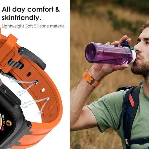 نطاقات Wingle AP الفاخرة لـ Apple Watch Band Ultra 2 Band Ultra 49mm 46mm 45mm 44mm 42mm Men Series 10 9 8 7 SE 6 5 4 ، Silicone Rubber Metal Adapter Plans for Iwatch 3 2 1 in Kuwait
