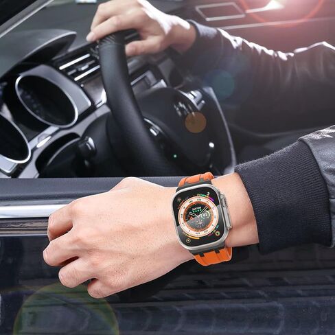 نطاقات Wingle AP الفاخرة لـ Apple Watch Band Ultra 2 Band Ultra 49mm 46mm 45mm 44mm 42mm Men Series 10 9 8 7 SE 6 5 4 ، Silicone Rubber Metal Adapter Plans for Iwatch 3 2 1 in Kuwait