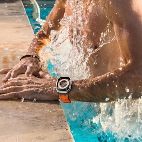 نطاقات Wingle AP الفاخرة لـ Apple Watch Band Ultra 2 Band Ultra 49mm 46mm 45mm 44mm 42mm Men Series 10 9 8 7 SE 6 5 4 ، Silicone Rubber Metal Adapter Plans for Iwatch 3 2 1 in Kuwait