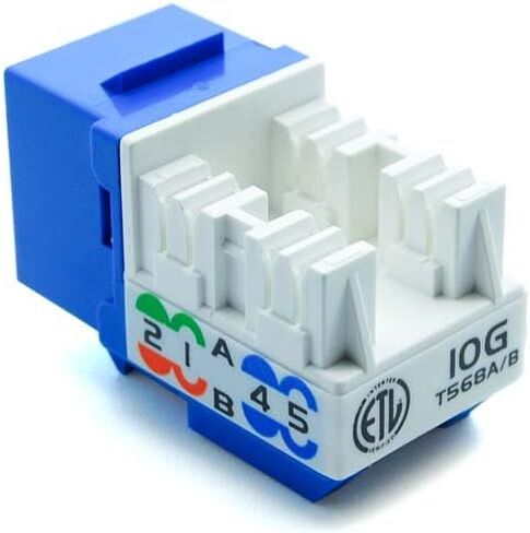 InstallerParts Cat.6A RJ45 110 Type Keystone Jack,90-Degree, 10-Pack,Blue in Saudi Arabia