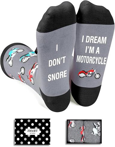 Zmart Motorcycle Socks For Men Dirt Bike Socks I Don't Snore I Dream Ima Motorcycle, Motorcycle Gifts For Men Gifts For Dirt Bike Lovers in Saudi Arabia
