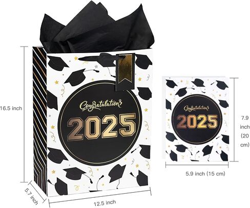 WRAPAHOLIC 16.5" Extra Large 2024 Graduation Gift Bag with Card and Tissue Paper -2 Pack Pink Gold Class of 2024 in Saudi Arabia